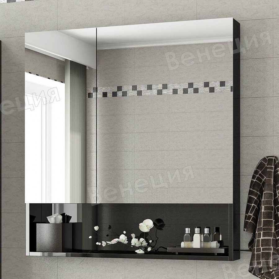 Зеркало-шкаф Венеция Forte 80 черный