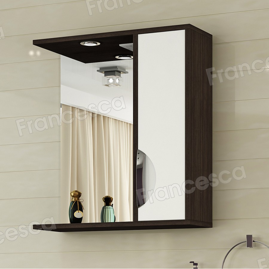 Шкаф-зеркало Francesca Версаль 60 С белый/венге
