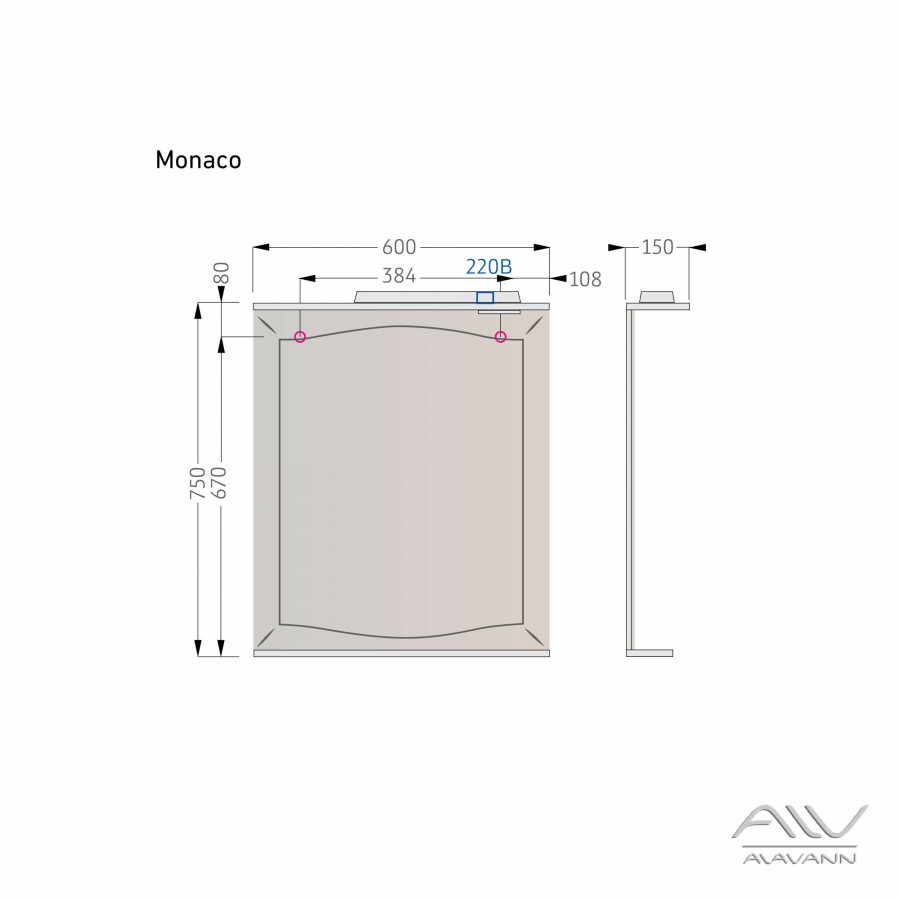 зеркало универсал с полкой 60x71