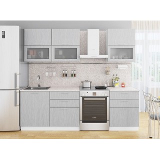 Кухонный гарнитур Валерия-М-01 Серый металлик дождь светлый