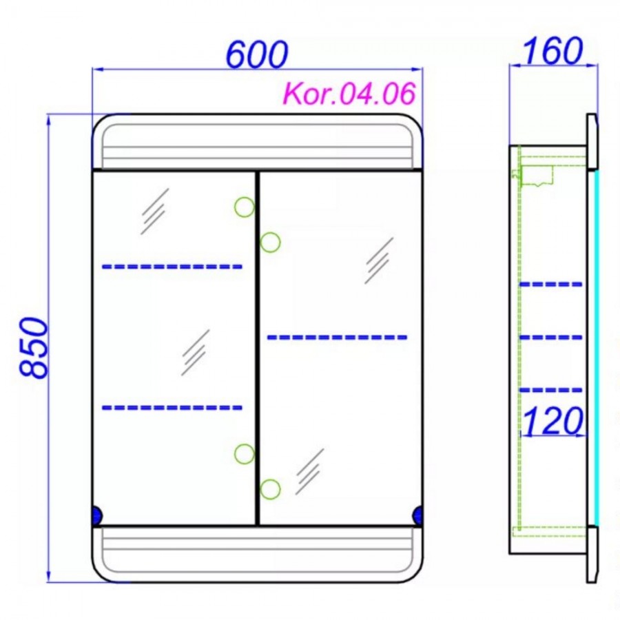 зеркальный шкаф aqwella корсика 60