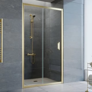 Душевая дверь в нишу Vegas Glass ZP 100 09 01 профиль золото, стекло прозрачное