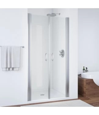 Душевая дверь в нишу Vegas Glass E2P 85 08 01 профиль глянцевый хром, стекло прозрачное