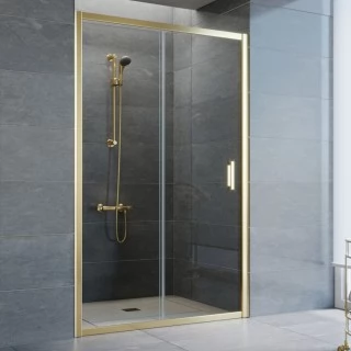 Душевая дверь в нишу Vegas Glass ZP 120 09 01 профиль золото, стекло прозрачное
