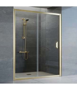 Душевая дверь в нишу Vegas Glass ZP 150 09 01 профиль золото, стекло прозрачное