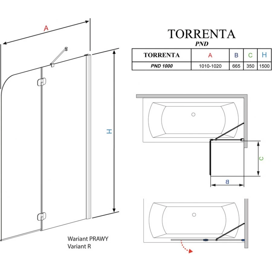Шторка на ванну Radaway Torrenta PND 101 стекло графит R. Фото 4