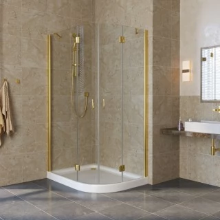 Душевой уголок Vegas Glass AFS-F Lux 100*80 09 01 L профиль золото, стекло прозрачное
