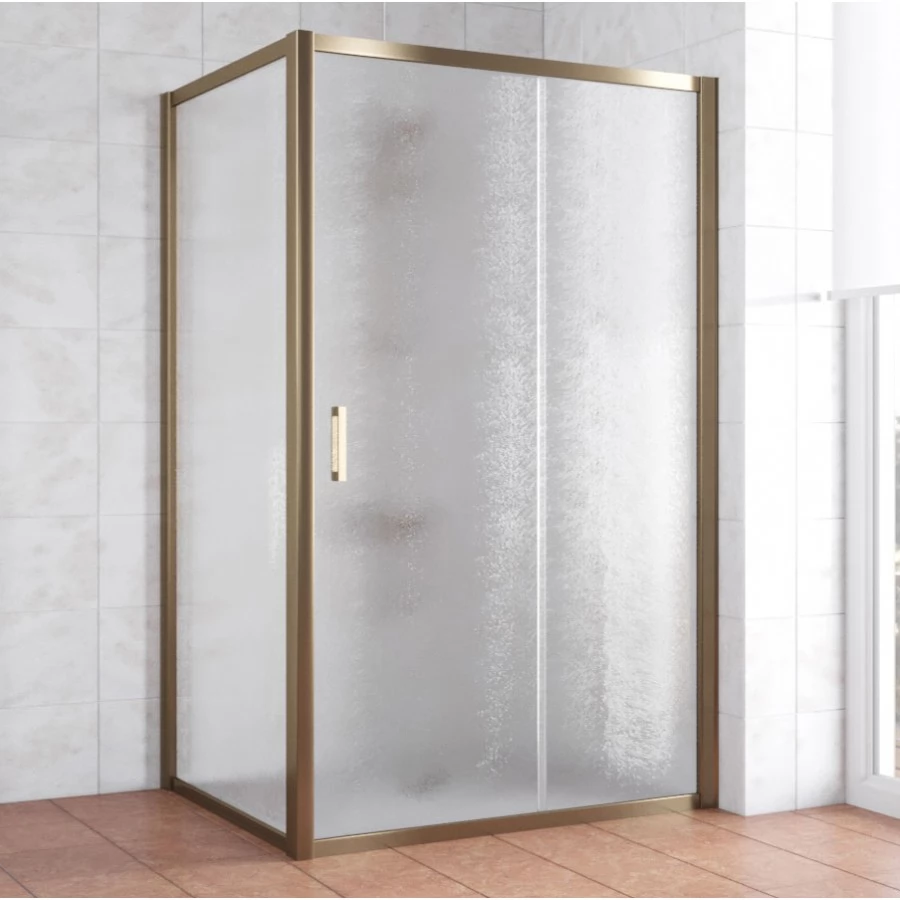 Душевой уголок Vegas Glass ZP+ZPV 120*90 05 02 профиль бронза, стекло шиншилла