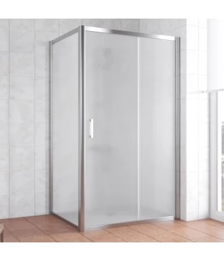 Душевой уголок Vegas Glass ZP+ZPV 100*90 08 10 профиль глянцевый хром, стекло сатин
