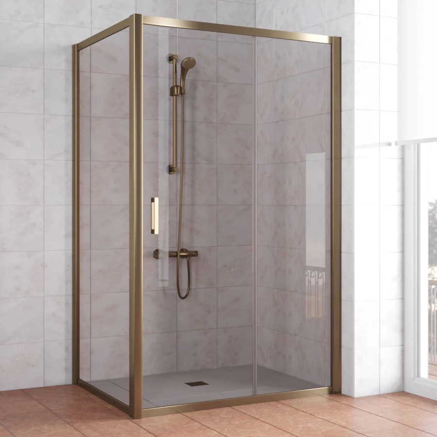 Душевой уголок Vegas Glass ZP+ZPV 120*80 05 05 профиль бронза, стекло бронза