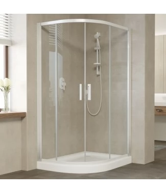Душевой уголок Vegas Glass ZS-F 110*90 01 01 профиль белый, стекло прозрачное