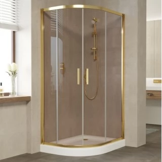 Душевой уголок Vegas Glass ZS-F 90*80 09 05 профиль золото, стекло бронза