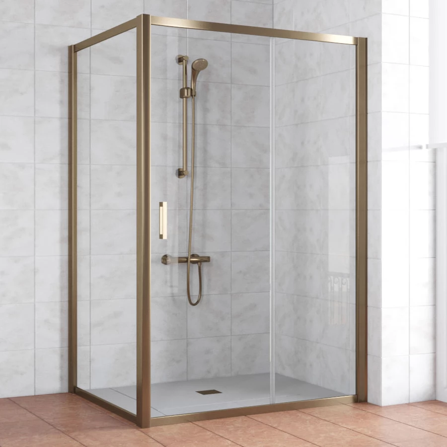 Душевой уголок Vegas Glass ZP+ZPV 130*100 05 01 профиль бронза, стекло прозрачное