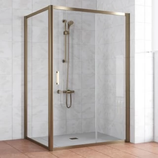 Душевой уголок Vegas Glass ZP+ZPV 140*100 05 01 профиль бронза, стекло прозрачное