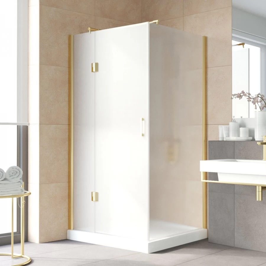 Душевой уголок Vegas Glass AFP-Fis Lux 120*90 09 10 L профиль золото, стекло сатин