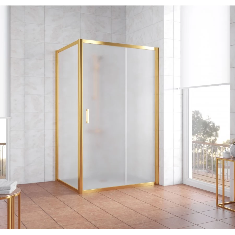 Душевой уголок Vegas Glass ZP+ZPV 120*70 09 10 профиль золото, стекло сатин. Фото 1
