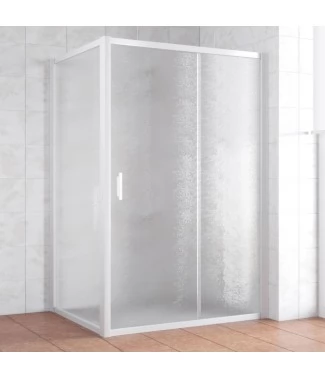 Душевой уголок Vegas Glass ZP+ZPV 140*100 01 02 профиль белый, стекло шиншилла