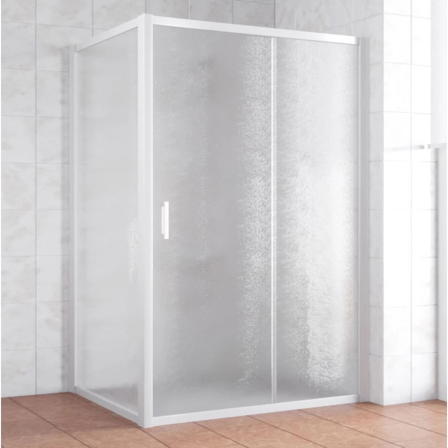 Душевой уголок Vegas Glass ZP+ZPV 140*100 01 02 профиль белый, стекло шиншилла