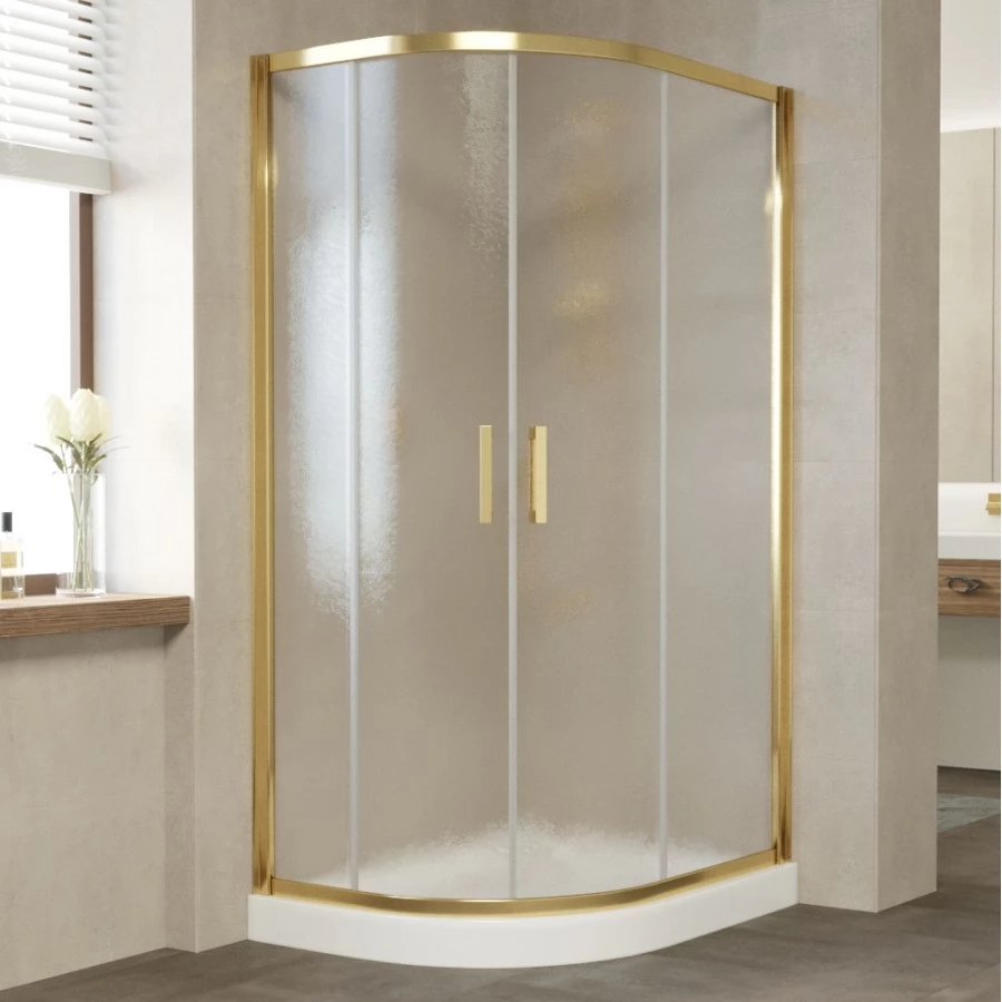 Душевой уголок Vegas Glass ZS-F 100*80 09 02 профиль золото, стекло шиншилла
