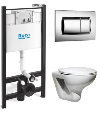 Комплект Roca Mateo 7893100010 подвесной унитаз + инсталляция + кнопка