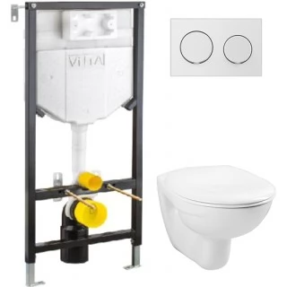 Комплект VitrA Uno 9773B003-7206 подвесной унитаз + инсталляция + кнопка