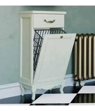 Тумба ValenHouse Лиора 40 с бельевой корзиной, слоновая кость, фурнитура бронза