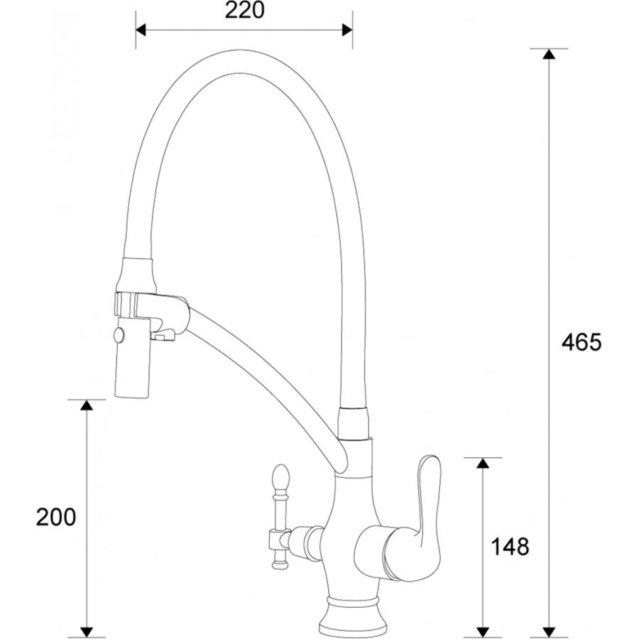 Смеситель Zorg Sanitary ZR 347-6 YF для кухонной мойки. Фото 1