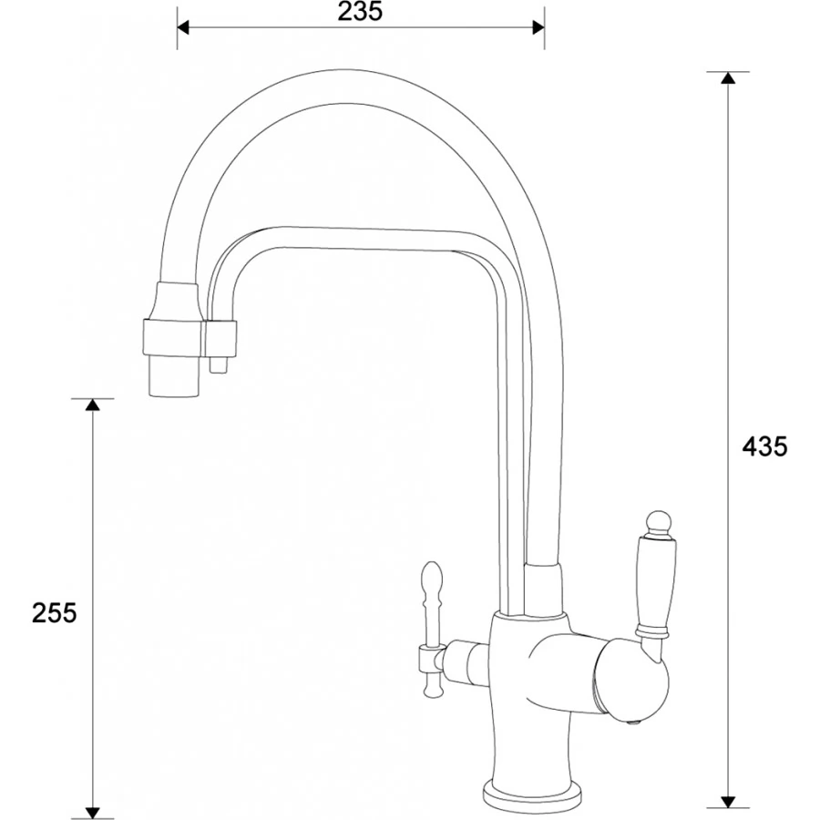 Смеситель Zorg Sanitary ZR 342-6 YF Black для кухонной мойки. Фото 1