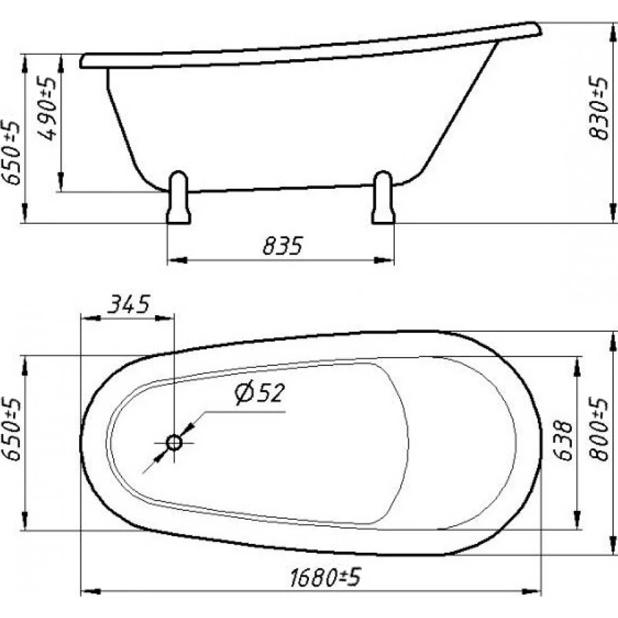 Ванна из искусственного камня Фэма Салерно 168x80 белая, белые ножки. Фото 5