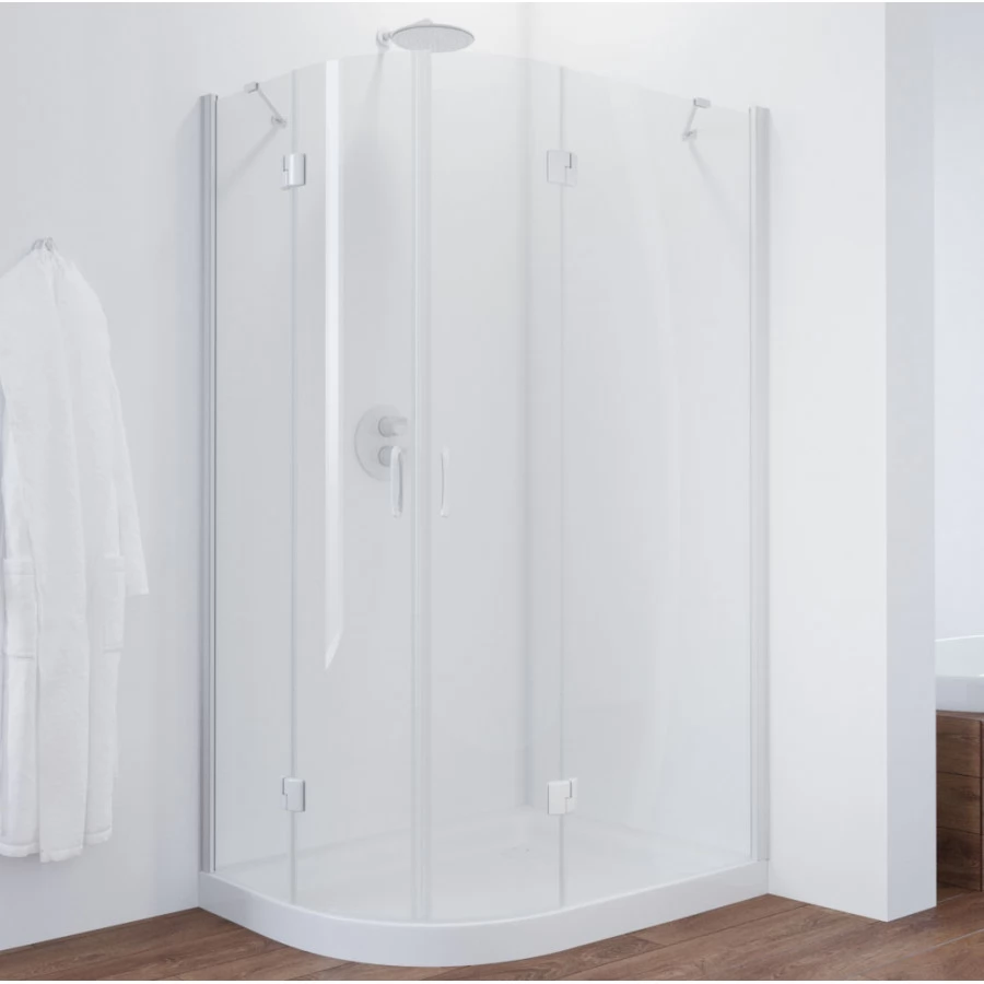 Душевой уголок Vegas Glass AFS-F 110*80 01 01 R профиль белый, стекло прозрачное