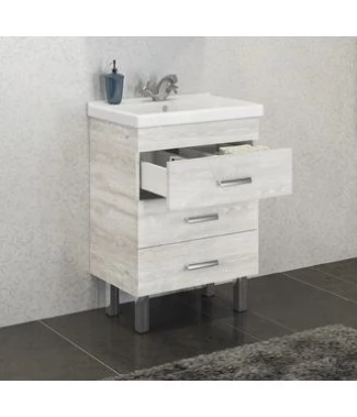 Тумба с раковиной Comforty Никосия 60Н дуб белый