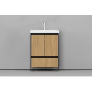 Тумба с раковиной Velvex Klaufs 60.2D.1Y черная, шатанэ, напольная