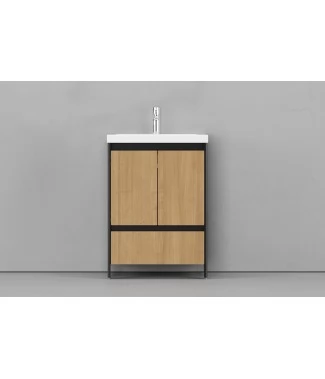 Тумба с раковиной Velvex Klaufs 60.2D.1Y черная, шатанэ, напольная