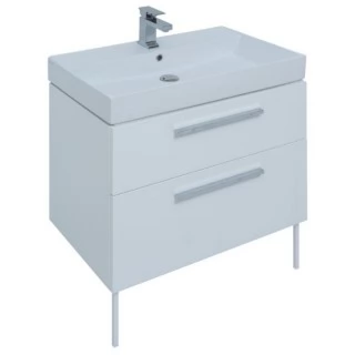 Тумба с раковиной Aquanet Nova 75 2 ящика, белый глянец
