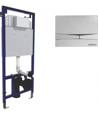 Система инсталляции для унитазов Berges Wasserhaus Novum F3 040253 с кнопкой смыва, хром глянец