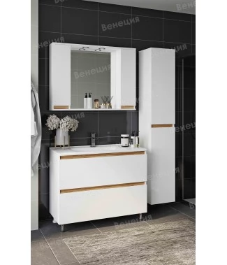 Комплект мебели Венеция Bianco 105 белый (зеркало с 2 шкафчиками)