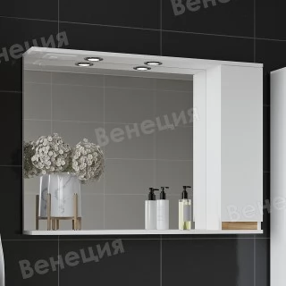 Зеркало-шкаф Венеция Bianco 100 белый, правый