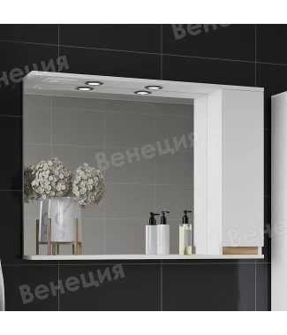 Зеркало-шкаф Венеция Bianco 100 белый, левый