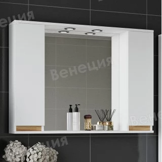 Зеркало-шкаф Венеция Bianco 100 белый 2 шкафа