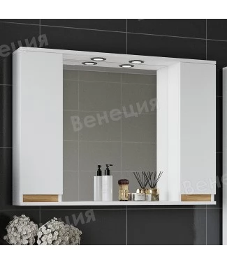 Зеркало-шкаф Венеция Bianco 100 белый 2 шкафа