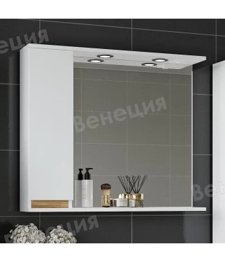 Зеркало-шкаф Венеция Bianco 80 белый, левый