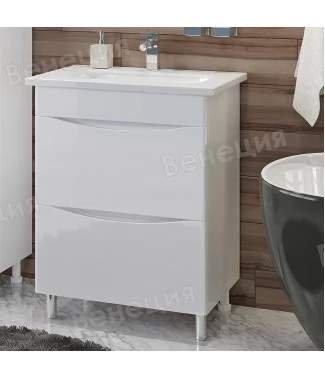 Тумба с раковиной Венеция Даниэль 60 напольная белая (2 ящ., ум.Como 60)