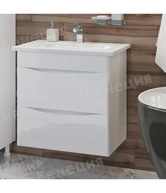 Тумба с раковиной Венеция Даниэль 60 подвесная белая (2 ящ., ум.Como 60)