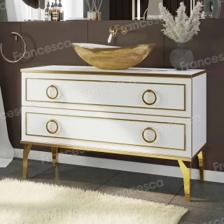 Тумба с раковиной на заказ Francesca Оазис 120 2 ящика (ум. CeramaLux 7811AJW)
