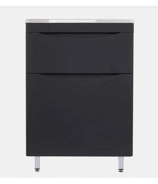 Тумба с раковиной Style Line Бергамо мини 60 напольная Люкс Plus черный антискрейч