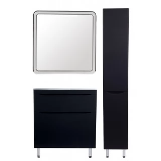 Комплект мебели Style Line Бергамо мини 80 напольная Люкс Plus черный антискрейч