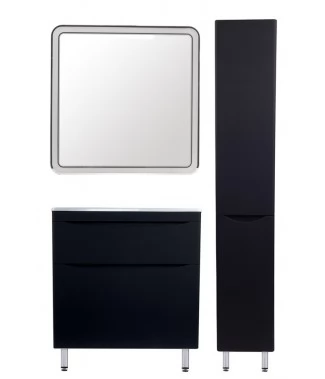 Комплект мебели Style Line Бергамо мини 80 напольная Люкс Plus черный антискрейч