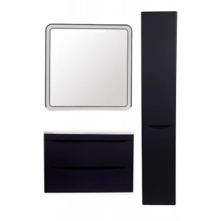 Комплект мебели Style Line Бергамо мини 80 подвесная Люкс Plus черный антискрейч