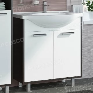 Тумба с раковиной Francesca Eco 75 венге/белый (2 дв. ум. Элеганс 75) (витринный образец)