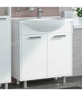 Тумба с раковиной Francesca Eco 75 белый (2 дв. ум. Элеганс 75) (витринный образец)
